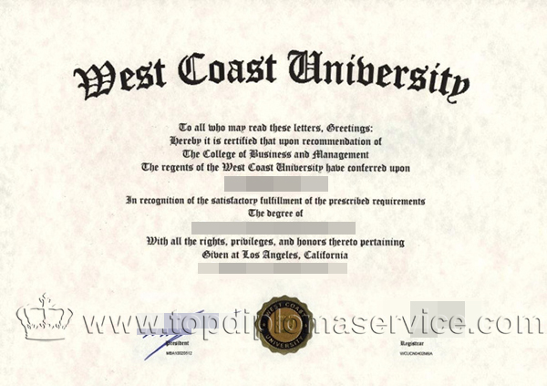Buy Western Coast University degree cert in Los Angeles(USA) 