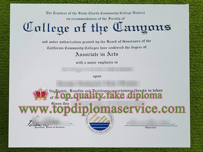 College of the Canyons diploma, College of the Canyons certificate,