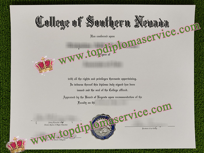 College of Southern Nevada diploma, College of Southern Nevada certificate,