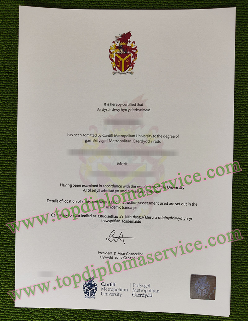 Cardiff Metropolitan University certificate, Cardiff Metropolitan University degree,