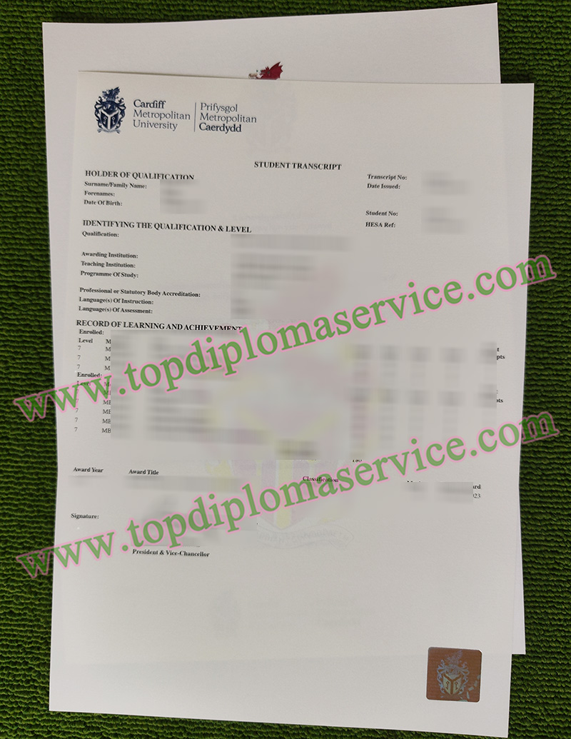 Cardiff Met transcript, fake Cardiff Met certificate,