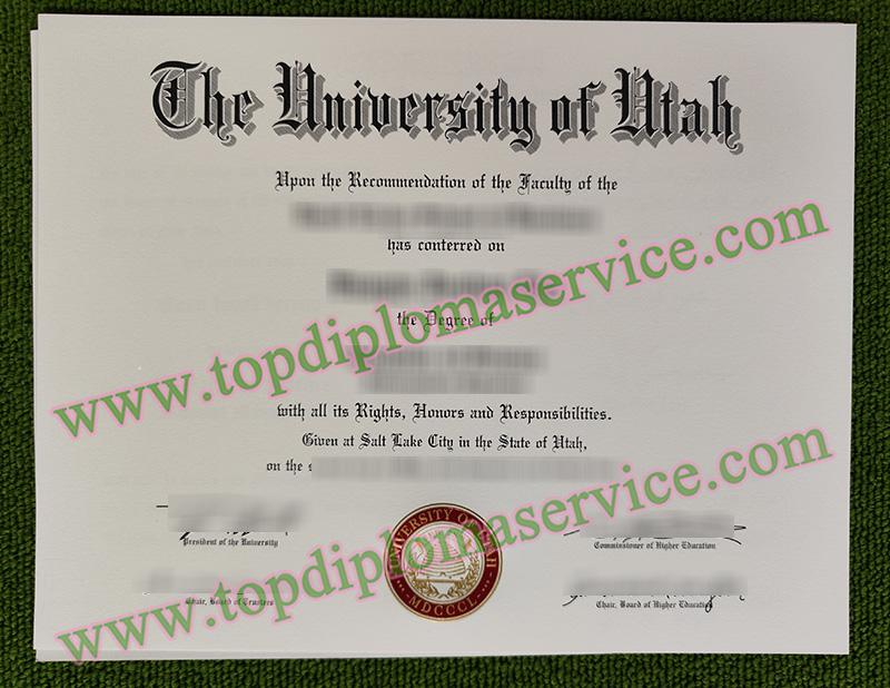 University of Utah diploma, University of Utah certificate,