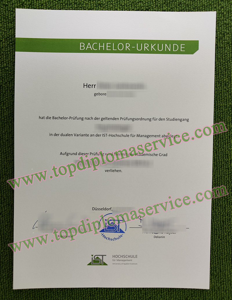 IST-Hochschule für Management urkunde, IST-Hochschule für Management diploma,