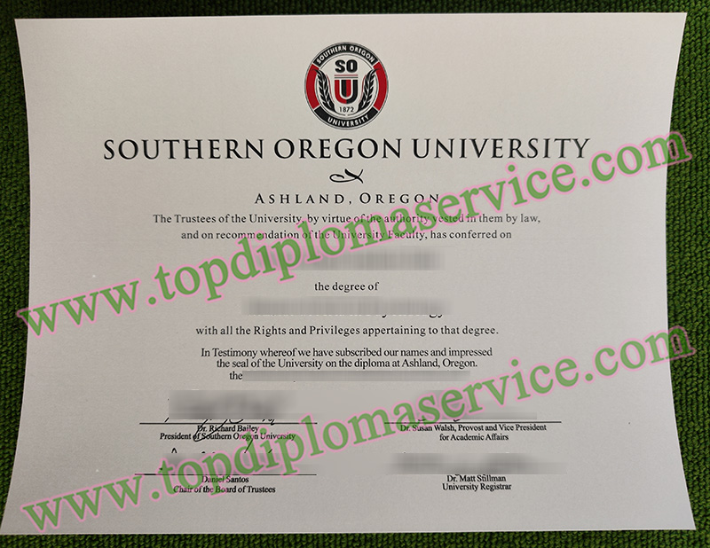 Southern Oregon University diploma, Southern Oregon University certificate,